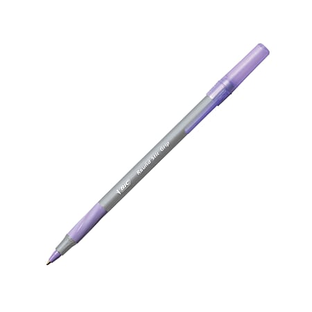BIC Round Stic Grip Penne A Sfera Viola - Confezione 40 Pezzi, Punta Media 1.0mm, Impugnatura Gomma