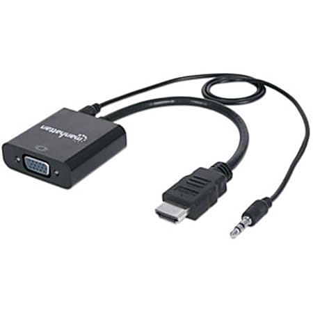 Manhattan HDMI Male To VGA Female Converter With Audio and Optional USB Micro-B Power Port, 1.64'