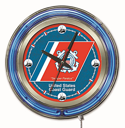 Holland Bar Stool Logo Clock, 15"H x 15"W x 3"D, U.S. Coast Guard