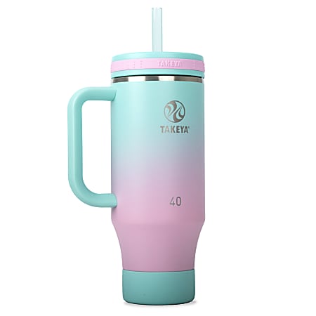Takeya Fixed Handle Straw Tumbler, 40 Oz, Ombre Dream
