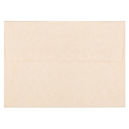 JAM Paper® Parchment Booklet Invitation Envelopes, A6, Gummed Seal, 30% Recycled, Natural, Pack Of 25