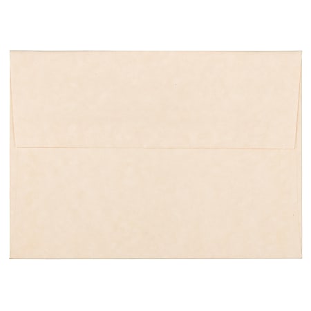 JAM Paper® Parchment Booklet Invitation Envelopes, A6, Gummed Seal, 30% Recycled, Natural, Pack Of 25