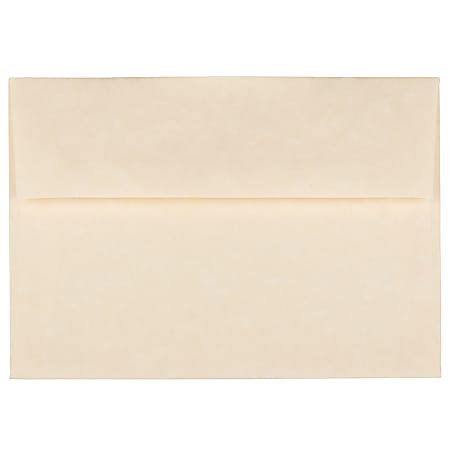 JAM Paper® Parchment Booklet Invitation Envelopes, A7, Gummed Seal, 30% Recycled, Natural, Pack Of 25