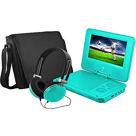 Ematic EPD707 Portable DVD Player - 7" Display - 480 x 234 - Teal - DVD-R, CD-R - JPEG - DVD Video, Video CD, MPEG-4 - CD-DA, MP3 - 1 x Headphone Port(s) - Lithium Polymer (Li-Polymer) - 2 Hour