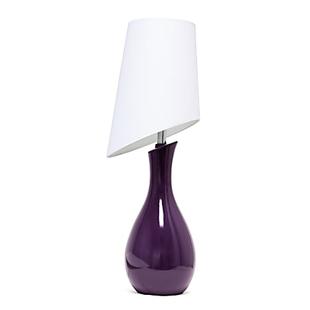 Elegant Designs Curved Ceramic Table Lamp with Asymmetrical Shade, 28.5"H, Purple/White