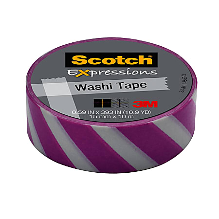 Scotch® Expressions Washi Tape, 5/8" x 393", Purple Lines
