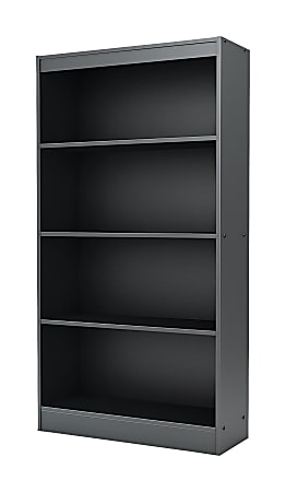 South Shore Axess 56"H 4-Shelf Contemporary Bookcase, Black/Dark Finish, Standard Delivery
