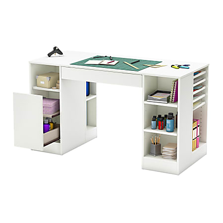 South Shore Crea White Counter-Height Craft Table with Storage