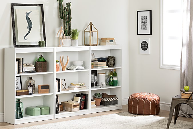 South Shore Axess 44 H 3 Shelf Bookcase Pure White Office Depot