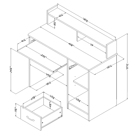 South shore axess desk shop in pure white