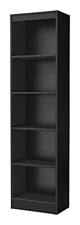 South Shore Axess 69"H 5-Shelf Narrow Bookcase, Pure Black