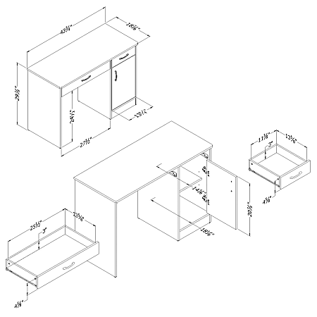 South shore axess desk shop in pure white