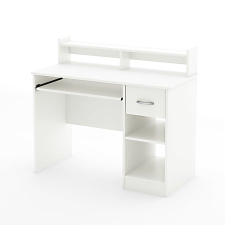 South Shore Axess 41 W Computer Desk With Keyboard Tray Pure White Office Depot