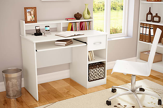 Axess computer desk with hutch white online