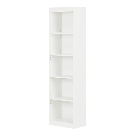 South Shore Axess 69"H 5-Shelf Narrow Bookcase, Pure White