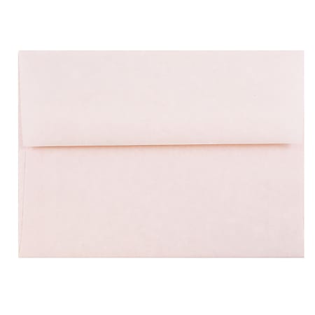 JAM Paper® Parchment Booklet Invitation Envelopes, A6, Gummed Seal, 30% Recycled, Pink Ice, Pack Of 25