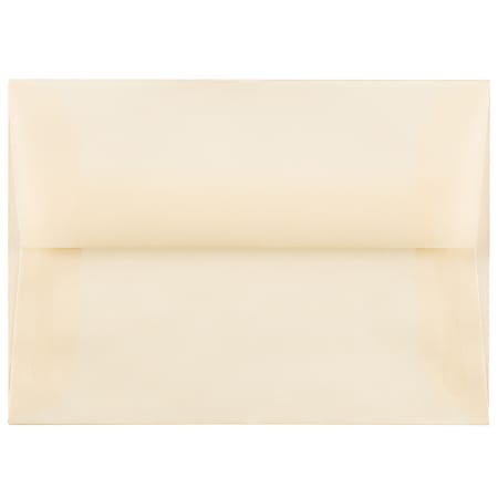 JAM Paper® Translucent Envelopes, #4 Bar (A1), Gummed Seal, Spring Ochre, Pack Of 25
