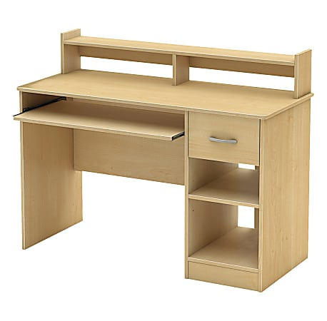 South Shore Axess Desk With Keyboard Tray and Hutch, Natural Maple