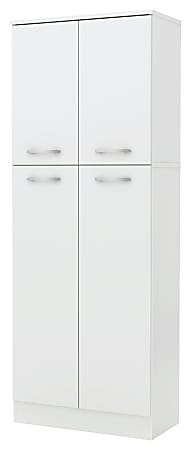 South Shore Furniture Garden Storage Pantry, 4 Fixed Cabinets, Pure White Finish