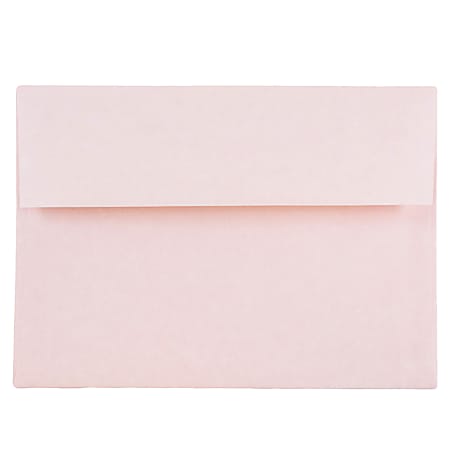 JAM Paper® Parchment Booklet Invitation Envelopes, A7, Gummed Seal, 30% Recycled, Pink Ice, Pack Of 25