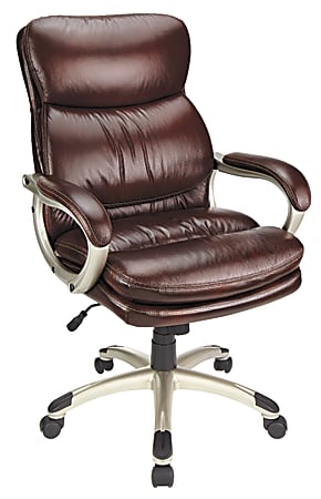Realspace® Broward High-Back Chair, Brown/Silver