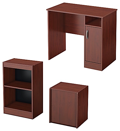 South Shore Furniture Axess 3-Piece Office In A Box, 30 1/4"H x 19 1/2"W x 35 1/2"D, Royal Cherry