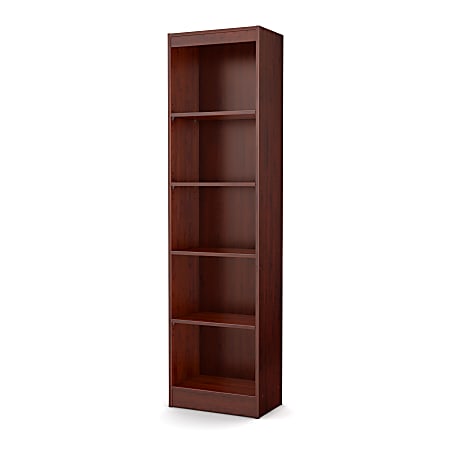 South Shore Axess 69"H 5-Shelf Narrow Bookcase, Royal Cherry