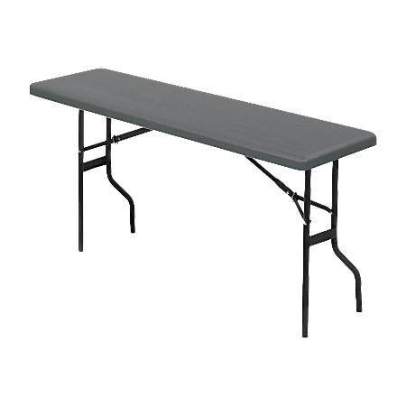 Iceberg Resin Folding Table, 60"W x 18"D , Charcoal/Black