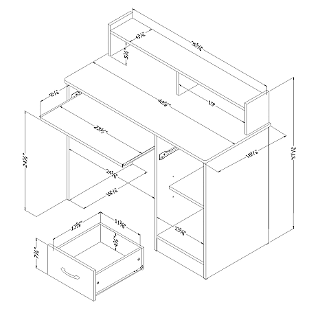 South shore axess desk shop with keyboard tray