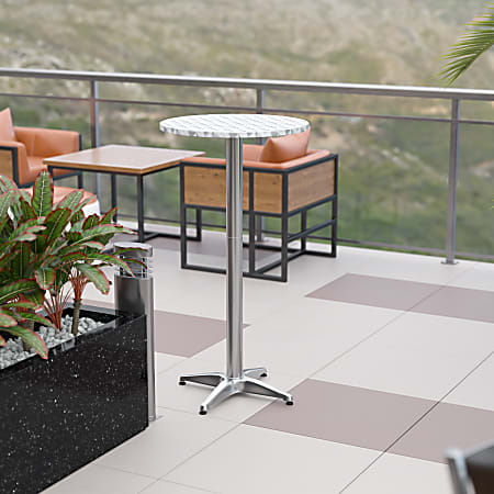 Flash Furniture Mellie Bar Height Aluminum Table, 43-1/2”H x 23-1/2”W x 23-1/2”D, Gray