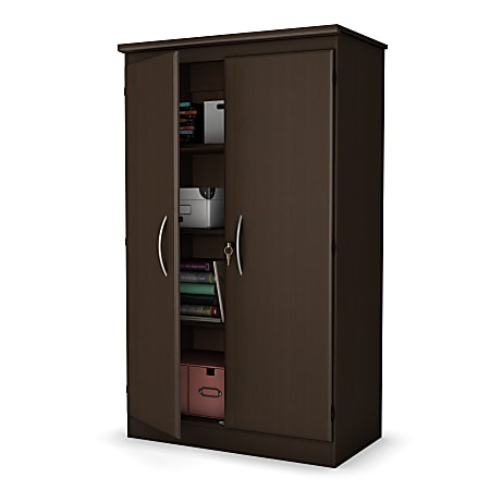 South Shore Furniture Morgan Lockable Storage Cabinet, Chocolate