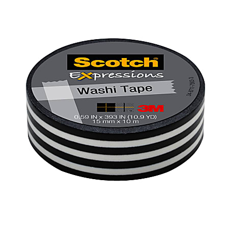 Diagonal Black Pinstripe Washi Tape MT Thick Thin Stripe