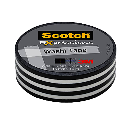 Scotch® Expressions Washi Tape, 5/8" x 393", Black Stripe
