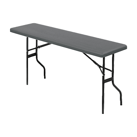 Iceberg Resin Folding Table, 72"W x 18"D, Charcoal/Black