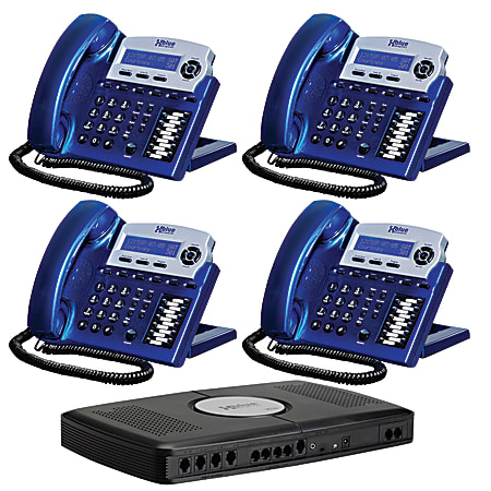 XBLUE Networks X16 Corded Telephone Bundle, Vivid Blue, Set of 4