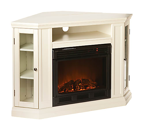 SEI Furniture Claremont Electric Fireplace Media Console, 32 1/4"H x 48"W x 27"D, Ivory