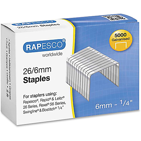 Rapesco 26/6mm Galvanized Staples - 26/6mm5000 / Each