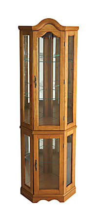 Lighted corner curio cabinet oak deals