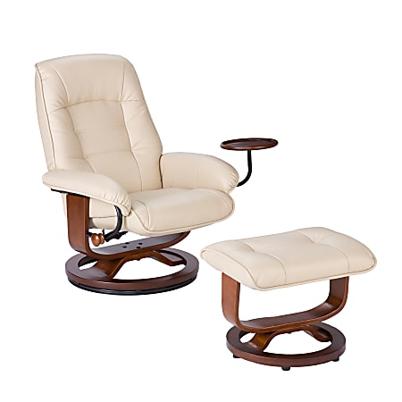 Southern Enterprises Bay Hill Bonded Leather Reclining Chair And Ottoman Set, Taupe
