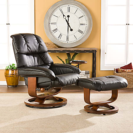 Southern enterprises leather recliner and hot sale ottoman