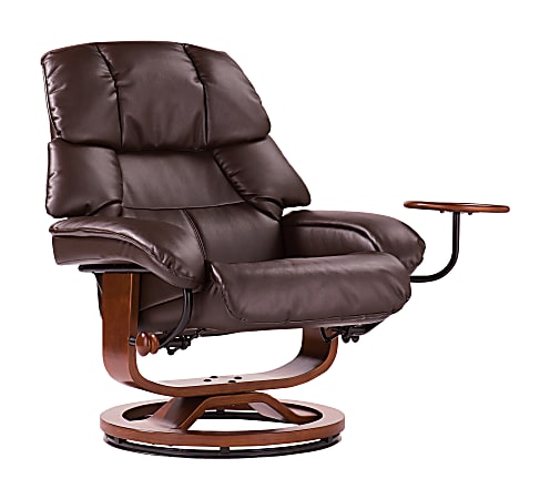 SEI Furniture Congressional Bonded Leather Recliner And Ottoman Set, Brown