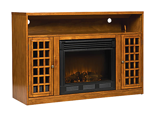 SEI Narita Electric Fireplace Media Console, Glazed Pine