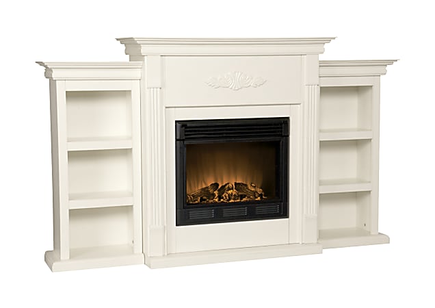 SEI Tennyson Electric Fireplace, 42 1/4"H x 70 1/4"W x 14"D, Ivory