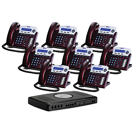 XBLUE Networks X16 Corded Telephone Bundle, Red Mahogany, Set of 8
