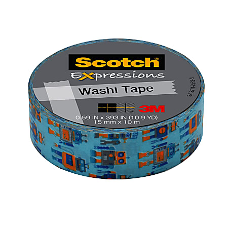 Scotch® Expressions Washi Tape, 5/8" x 393", Robots