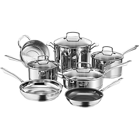 Cuisinart Chef's 11 Piece Classic Stainless Steel Cookware Set, Silver