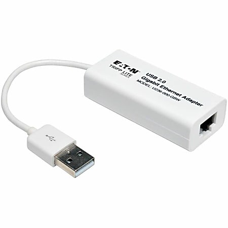 Eaton Tripp Lite Series USB 2.0 to Gigabit Ethernet NIC Network Adapter, 10/100/1000 Mbps, White, U236000GBW