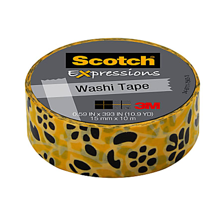Scotch® Expressions Washi Tape, 5/8" x 393", Gold Flowers