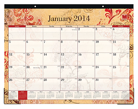 Blue Sky® 50% Recycled Desk Pad Calendar, 22" x 17", Heather, January-December 2014