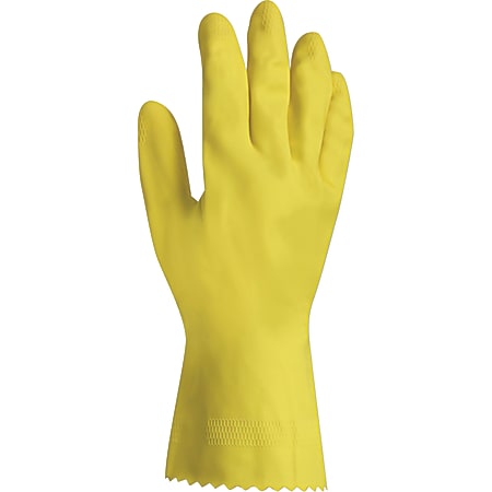 Impact ProGuard Flock Lined Latex Gloves, Medium, 18 mil, Yellow, 24 / Pack